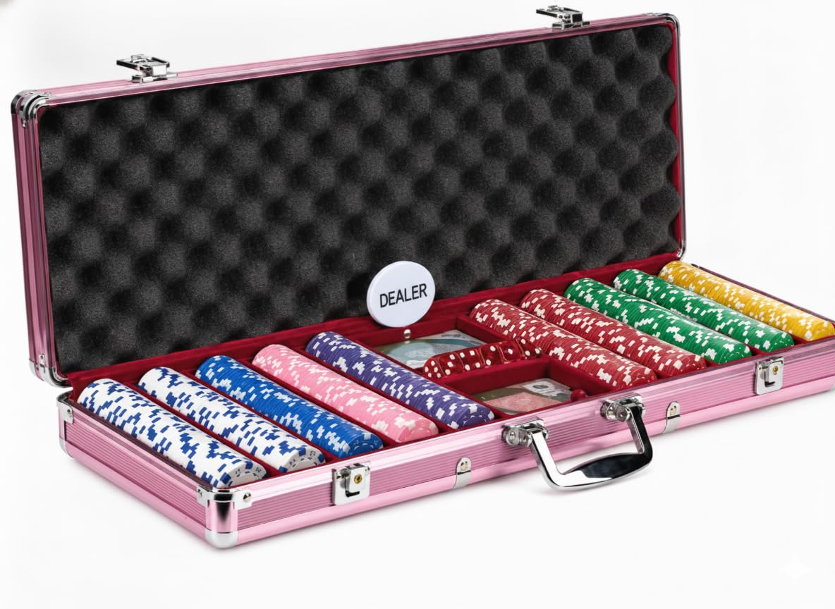 Amazon.com: 500 Piece Poker Chip Set with Pink Aluminum Carrying