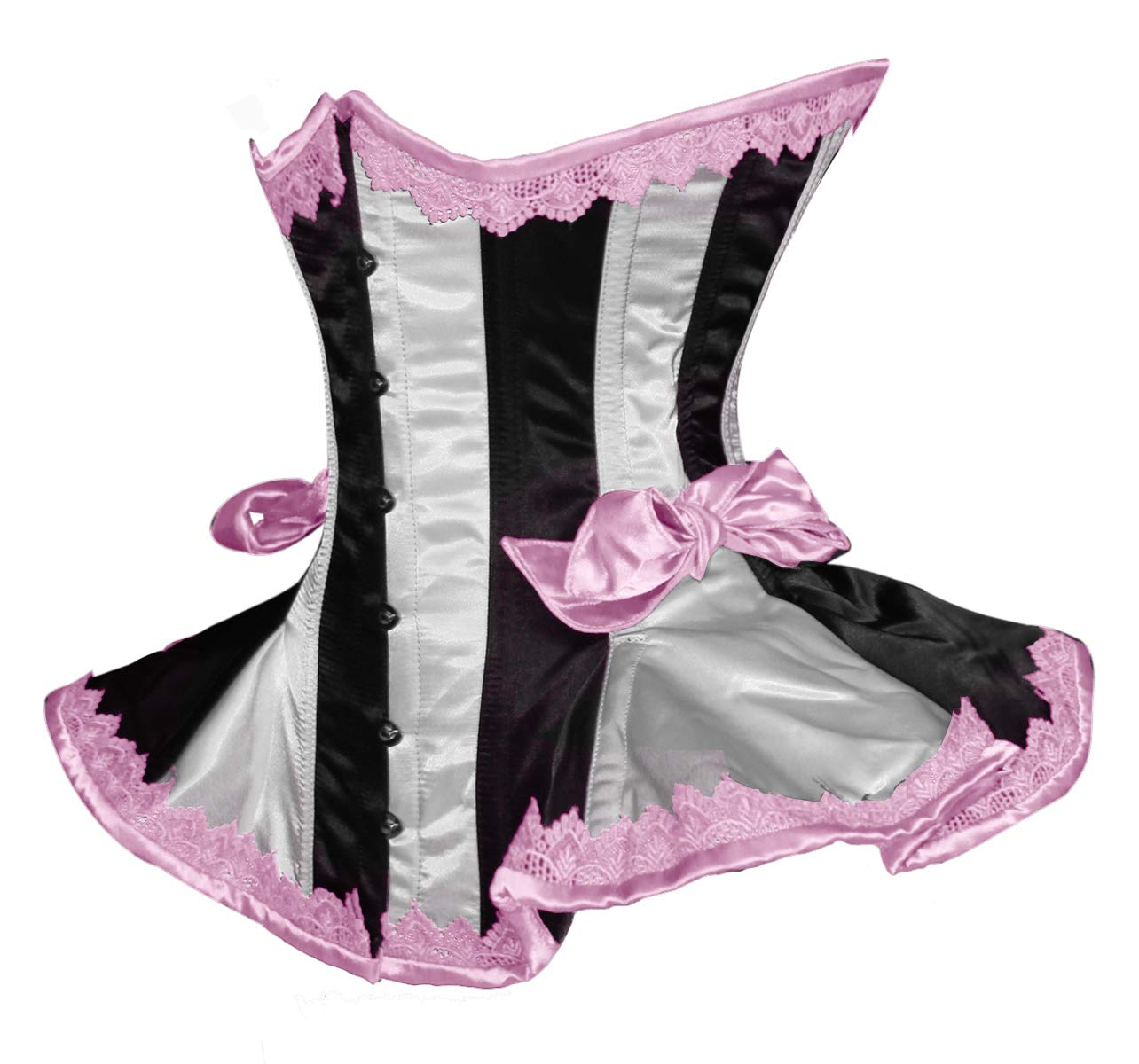 luvsecretlingerie Heavy Duty 22 Double Steel Boned Waist Training Satin Underbust Shaper Corset Frills Style #8408: Large Pink