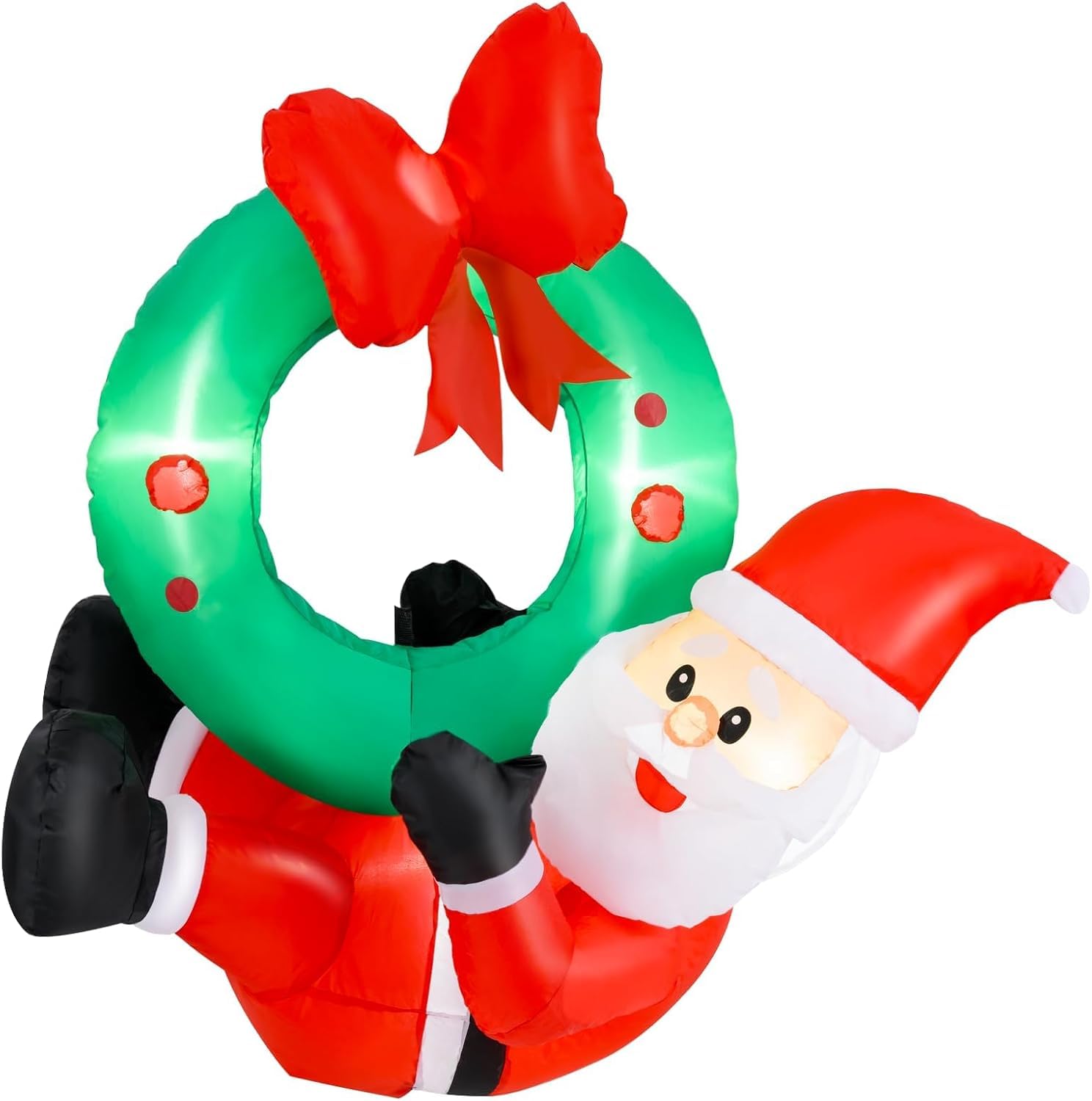 SOARS Decoration Noel, Père Noël Gonflable 120 X 50 X 120CM avec 5 lumières | LED Résistant aux Intempéries, Couronne de Noël Porte, Fenêtre, Deco Noel Extérieur Interieur Maison pour Cour, Jardin