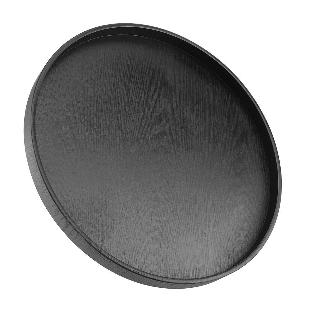 Plateau Rond en Bois Noir 37,5 cm