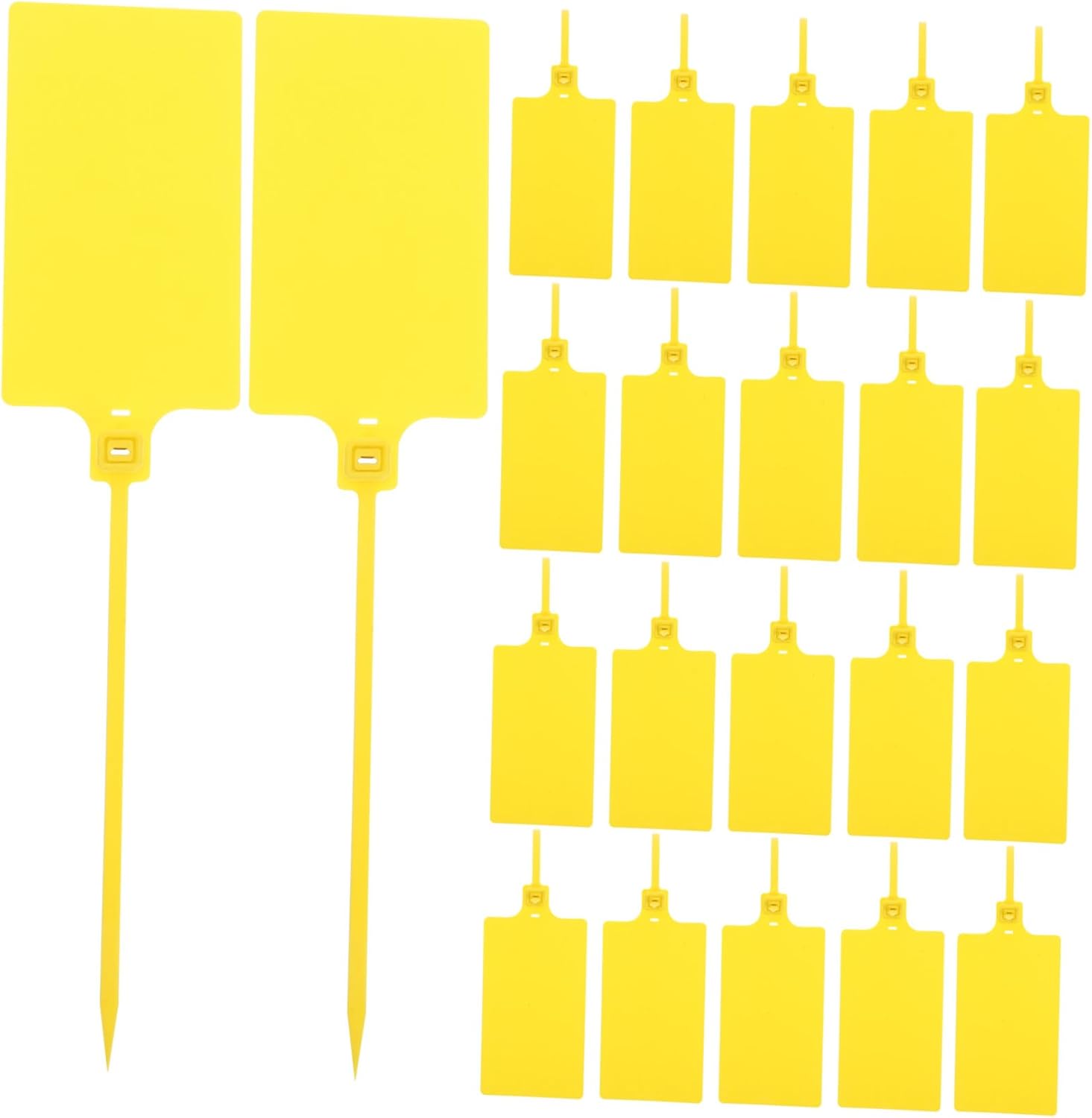 100pcs Yellow Plastic Shipping Labels with String, 5.8x100mm Cable Tags for Luggage and Industrial Packaging