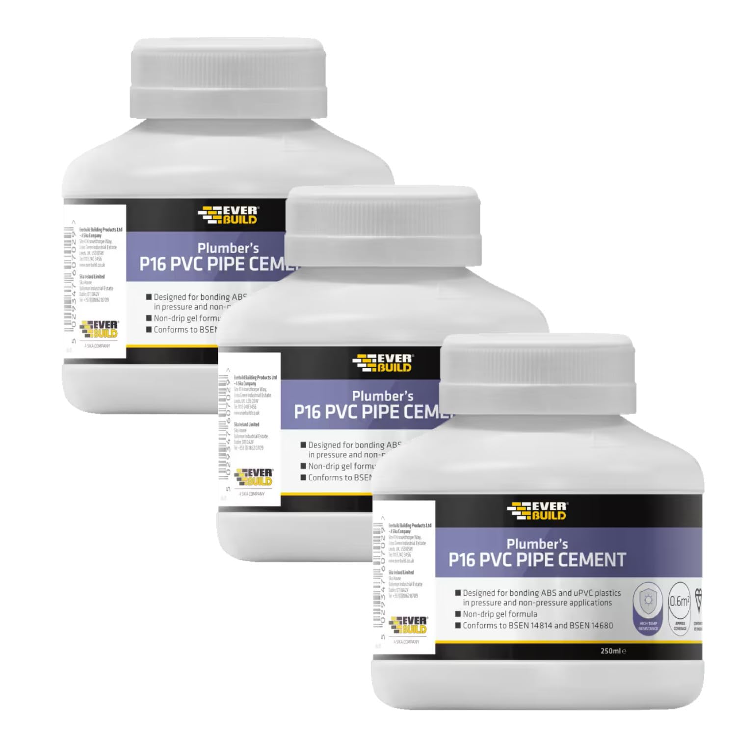 3 X Everbuild P16PIPE P16 Plumbers PVC Pipe Cement