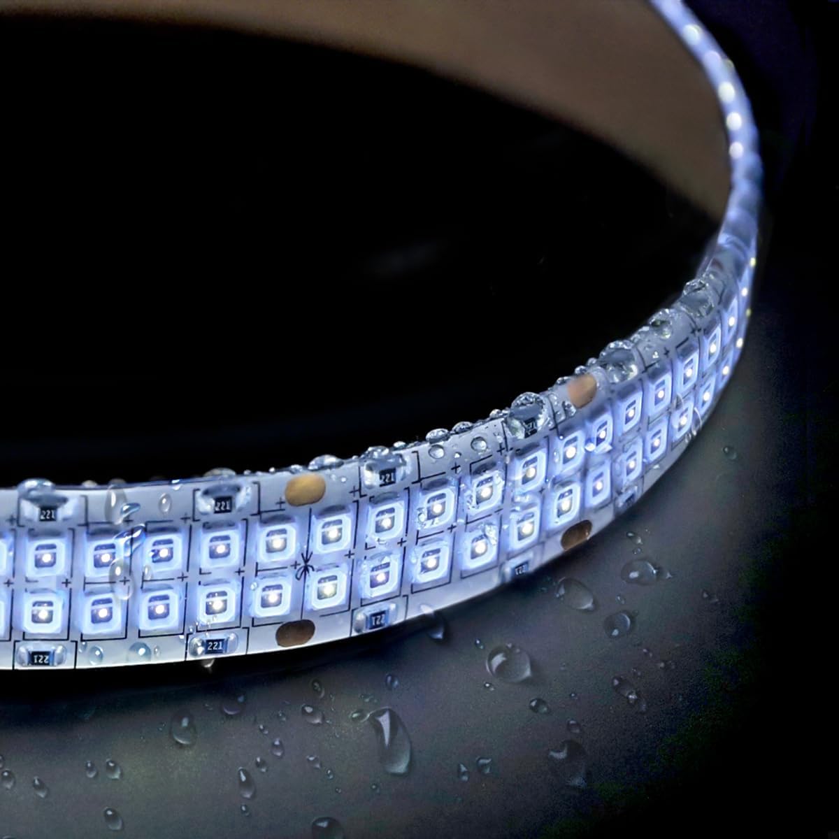 24V Splash-Proof 365nm LED Strip, Strong UV Light Dual Row 480 LEDs 2835 SMD 1m 3.28ft, Flexible Cuttable Dimmable 22W High Power Blacklight LED Tape for Resin and Pet Urine Detection (365nm, IP65)