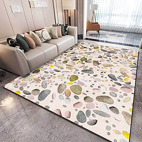Tappeto soffice 120x160cm tapis ultra doux effet pierre rose multicolore pour table basse - 3