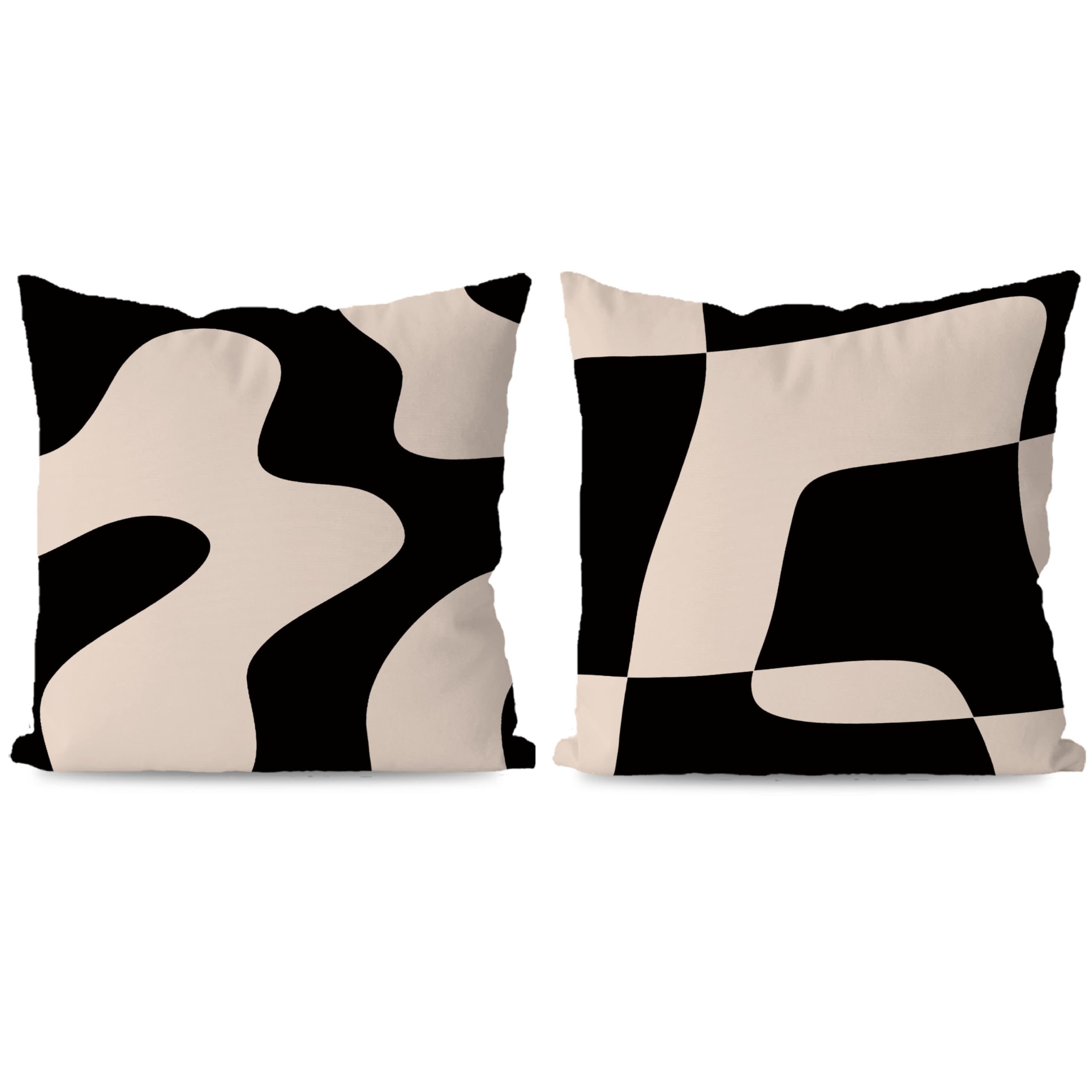 KEUSPI Black and Beige Pillow Cover 22x22 Modern Abstract Neutral Art Throw Pillow Cover Black Cream Abstarct Art