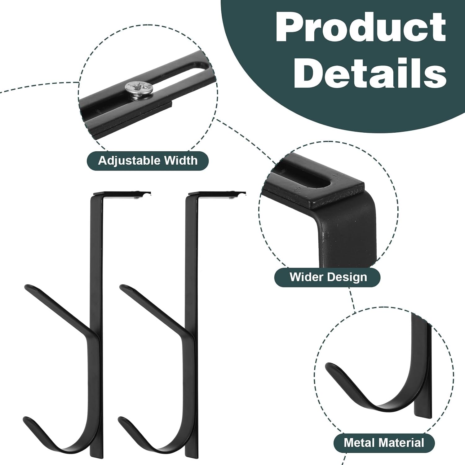 2 Pack Metal Double Coat Hooks, Fits 1.3-4 Inch Cubicle Panels