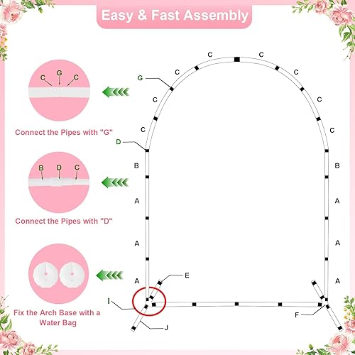 Miniatura 6 de Soporte de arco de globos, soporte de columna de globos para arco de globos con base, bolsas de agua, soporte de arco de globos para boda,