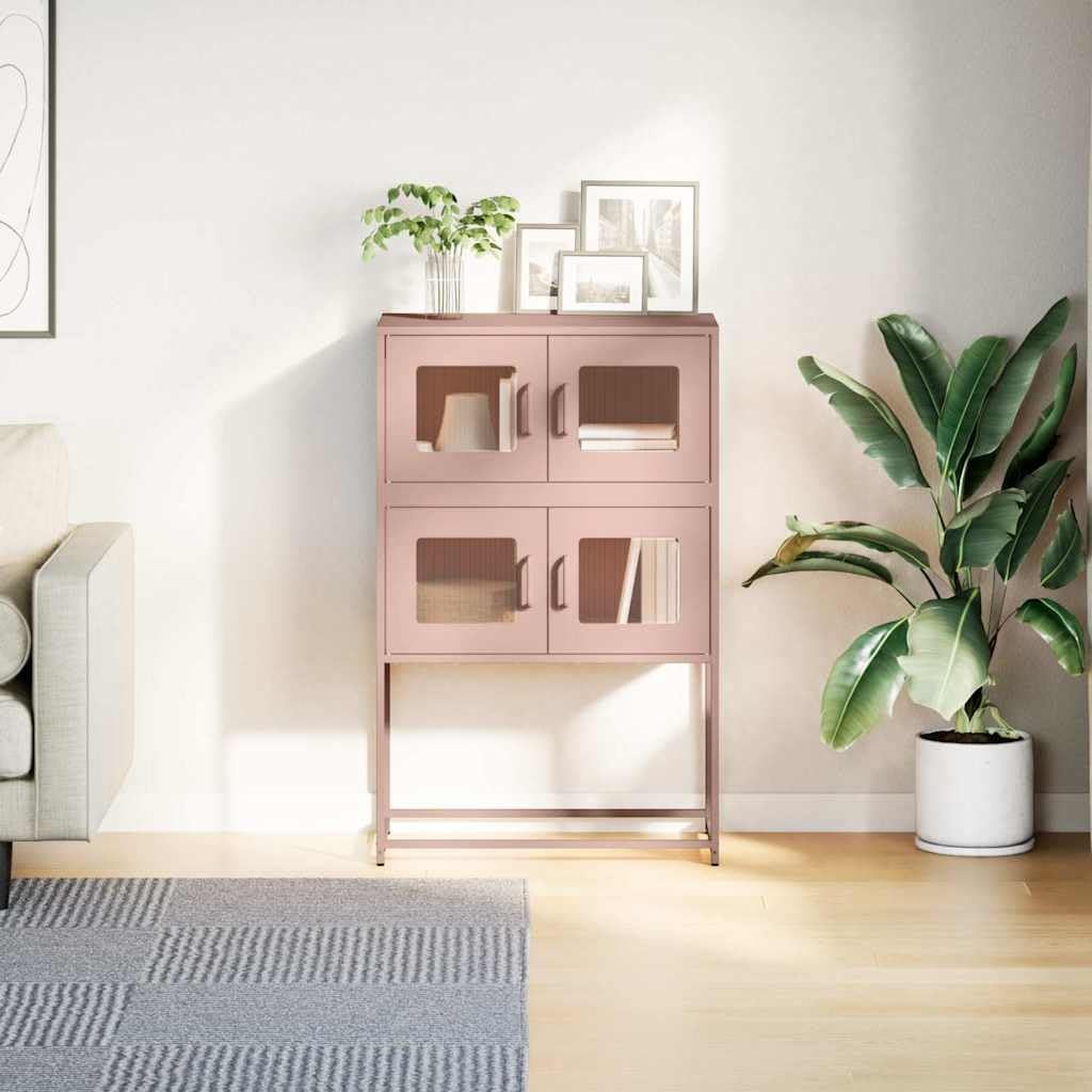 vidaXL Highboard Rosa 68x39x107 cm Stahl, Sideboard, Seitenschrank, Aufbewahrungsschrank, Schrank, Sideboard, Hochschrank, hohes Sideboard