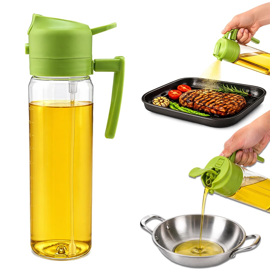 MIKANIX 2 in 1 Plastic Oil Sprayer and Dispenser Bottle for Kitchen Cooking | 800ml Oil Spray Bottle & Pourer for Air Fryer, Salad, BBQ, Baking | Leakproof, Ergonomic Handle-image-49