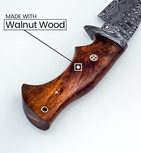 Miniatura 9 de LC Cuchillo de caza de 10 pulgadas hecho a mano Damasco cuchillo y afilador de cuchillas  Cuchillo de caza con funda  Cuchillo de supervivencia con