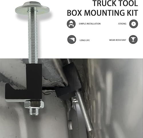 Miniatura 6 de Kit de montaje de caja de herramientas para camión, kit de montaje con abrazadera en J, amarre de caja de herramientas de recogida, gancho J de