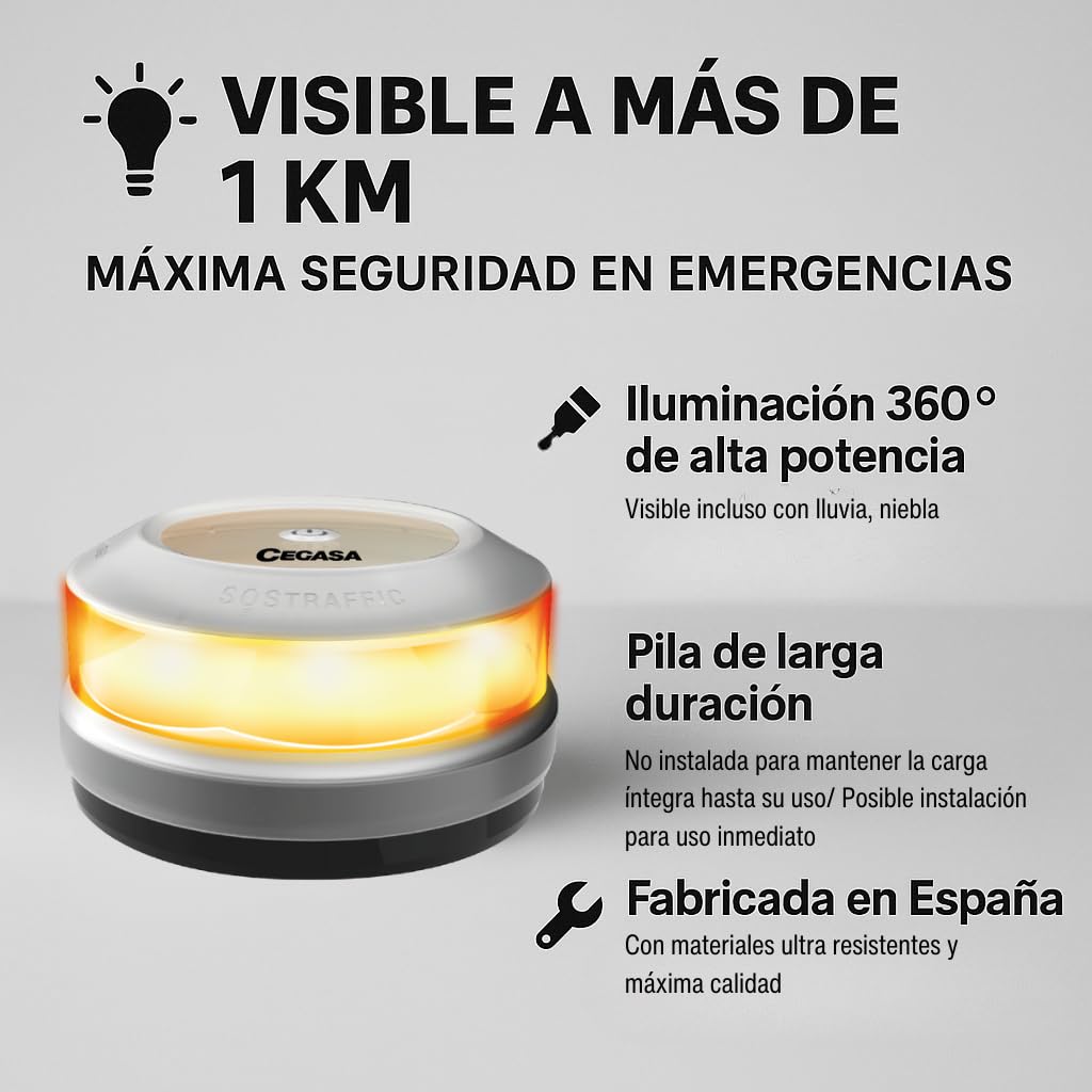 Cegasa Baliza Luz Emergencia Coche V16, accessorio elettronico per utilizzo quotidiano