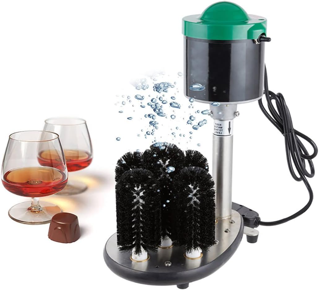Electric Glass Washer for Hotels, Bars and Restaurants 5-Brush Automatic Cleaner, Washes 600 per Hour for Catering and Event venues