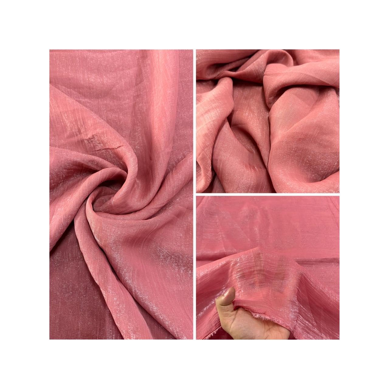 Silk Satin Fabric (Crepe) -Soft Textured, Lightweight Summer Material with Shimmer Finish, Smooth for Dresses, Sarees, Blouses, Gowns & Designer Wear & Craft Fabric (Dusty Peach Pink, 2 Meter)-image-12