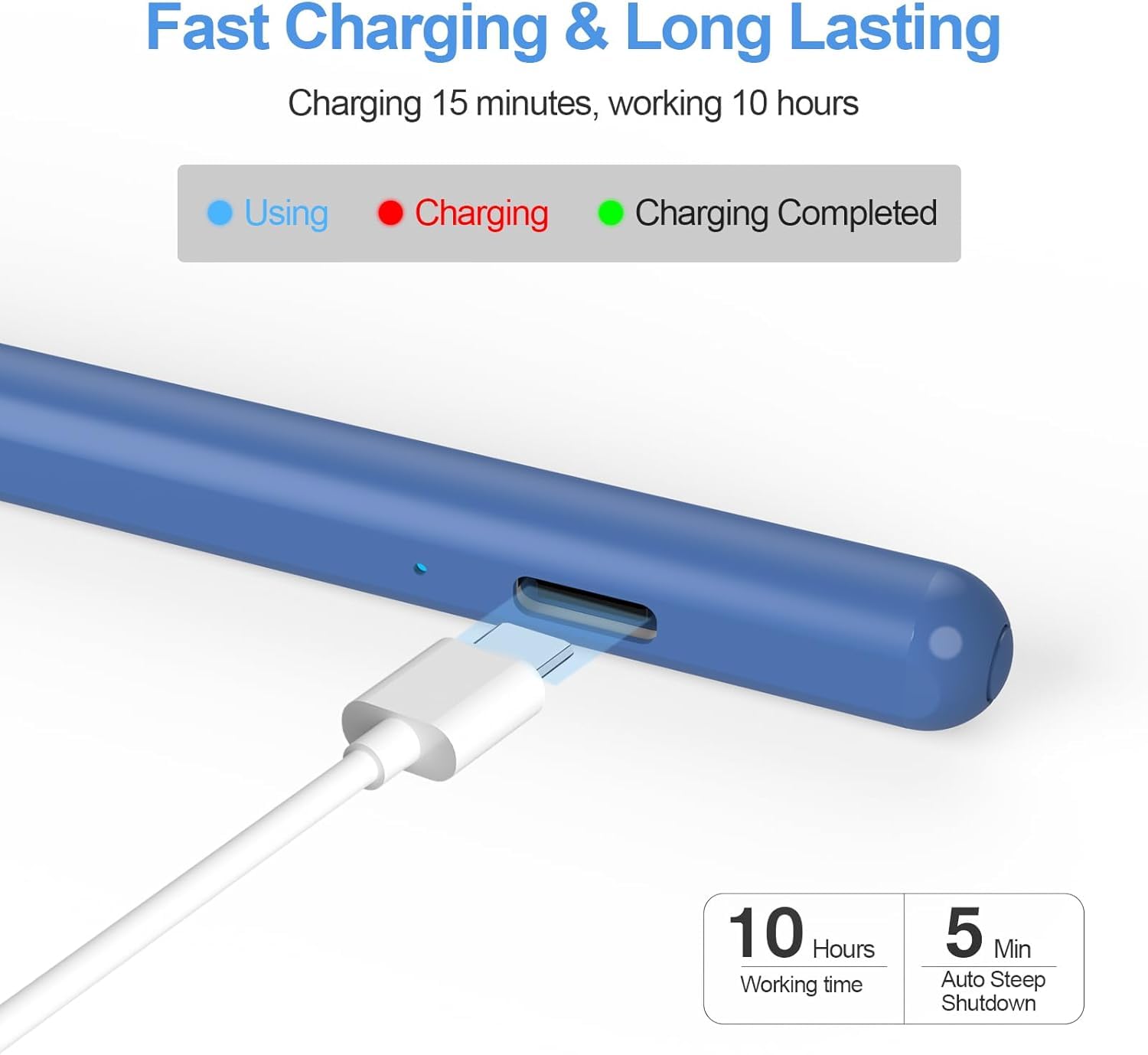 Stylus Pen Tablet Android, KBCASE Penna per Tablet Compatibile Samsung/iPhone/Lenovo/Xiaomi/Huawei/Android Touch Screen, Stylus Pencil with Sensibile all'Inclinazione con 3 Punte