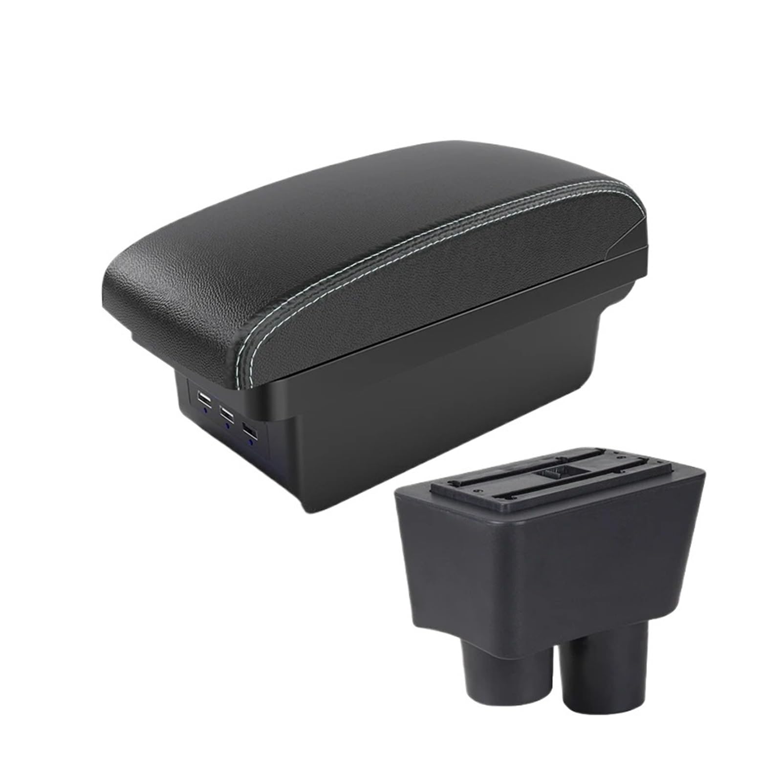 Ecbugat B3 Black White 3 Usb For Nissan For Almera For Versa Armrest Car Box Storage Interior Dedicated Retrofit Accessories Car Armrest Box(B3 Black White 3 Usb)