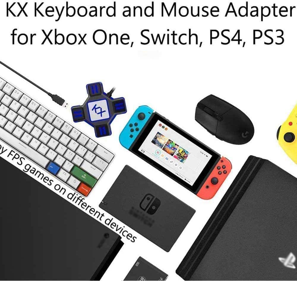 KX Gaming Mouse Tastiera Converter, Controller Adattatore per Mouse USB 2.0 Adattatore Tastiera Portatile Adattatore Compatibile con Nintendo Switch/PS4/Xbox One/Xbox One S/PS3