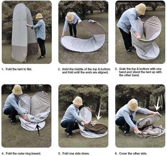 (tan/beige) TRIPTIPS Pop Up Shower Tent with Mesh Window, Portable Toilet Privacy Tent, 6.9 FT, Removable Rain Cover/UPF 50