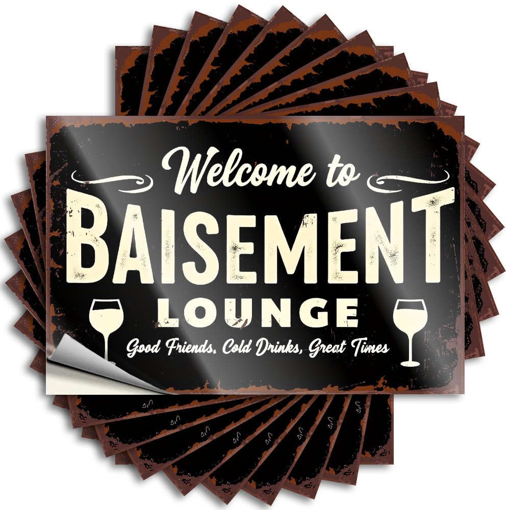Tiki Bar Decor, Funny Sticker Funny Tumbler Quote Stickers, Mini No Residue Decals for Luggage | Best Party Favor Custom Welcome to Basement Lounge(8X12CM)