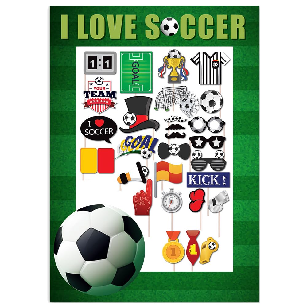 ZOOMPIL 31 Pcs Football Photo Props Booth & Selfie Frame Set, Soccer Party