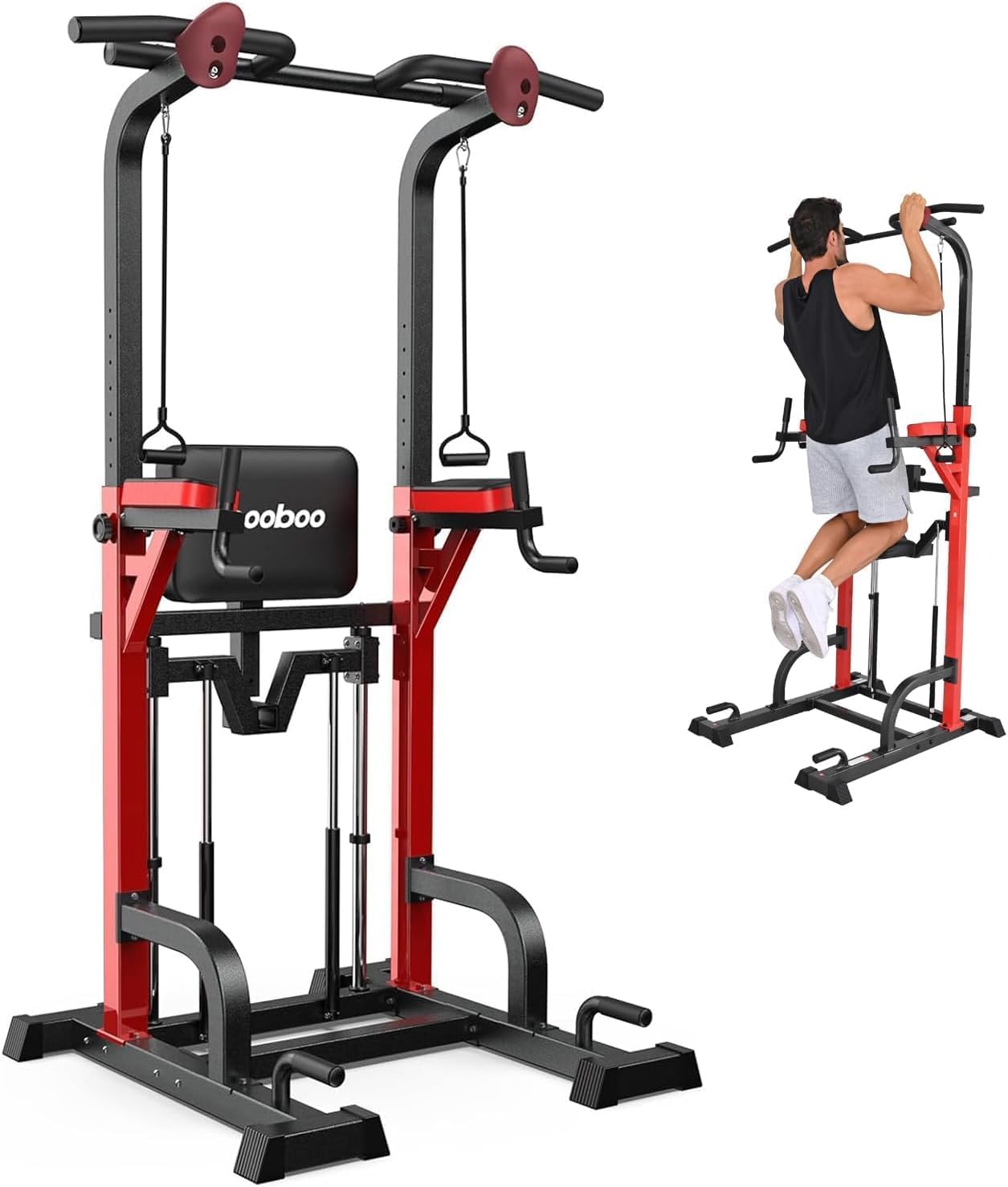 Pooboo Power Tower Dip Station for Home Gym