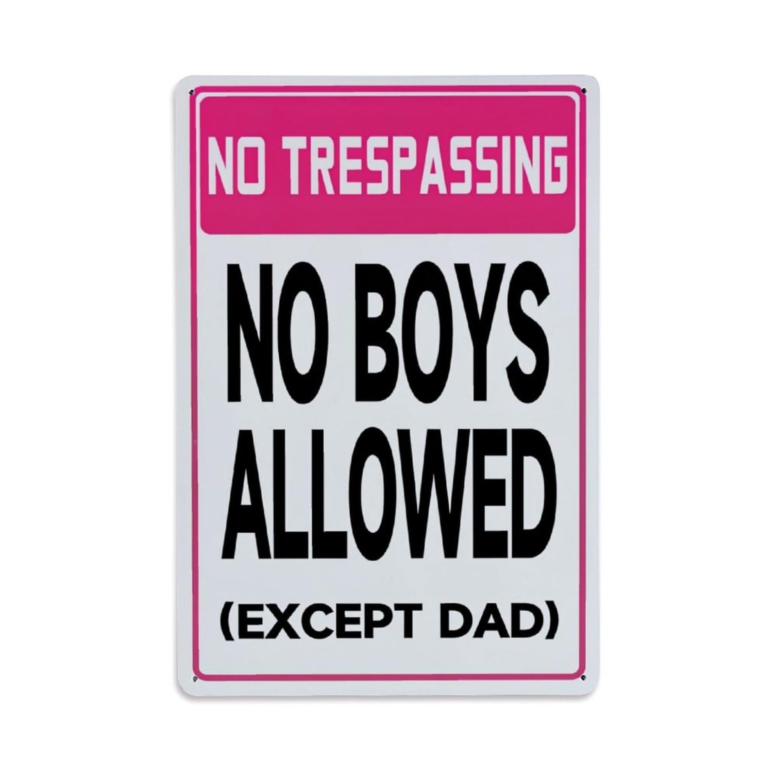 Jdfenggu Boys Vintage No Trespassing No Allowed Except Dad Retro Metal Tin Sign, Decor Art Poster For Bar, Home, Man Cave, Kitchen, Laundry Room Gift 8X12inch