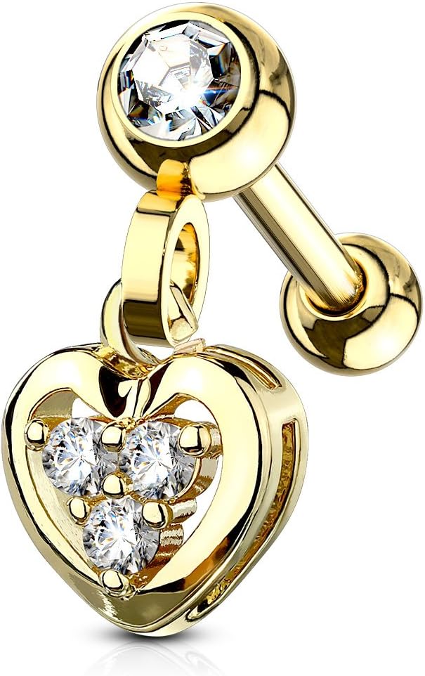 Ohr Piercing Barbell Mit Blüten-Design - Zirkonia In Gold, Roségold Oder Silber