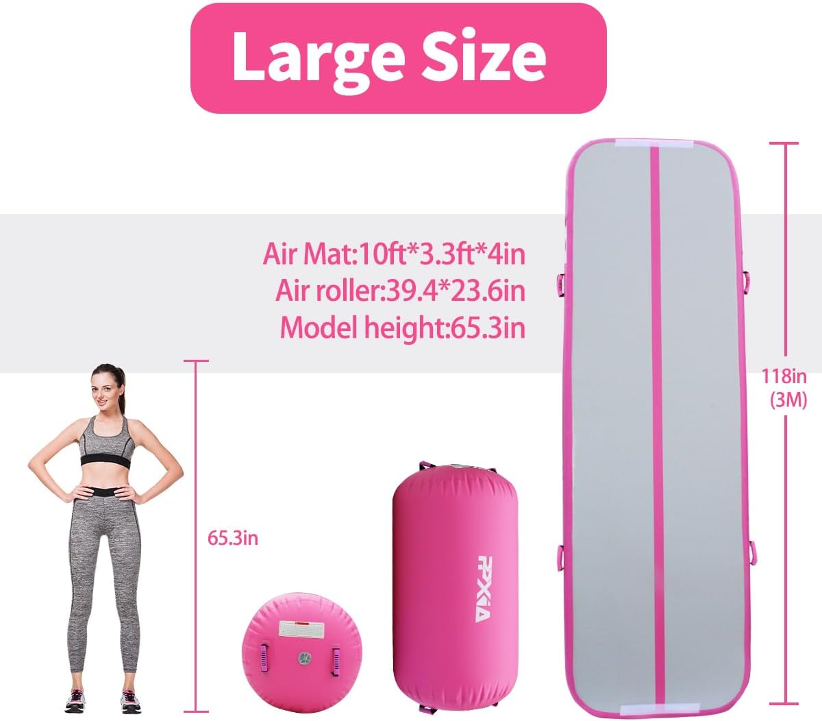 Gymnastics Mat Inflatable Tumbling Mat 4 inches Thickness Air Floor Tumble Air Tumbling Mat Set with Pump for Training Cheerleading Home Use Beach Park and Water Use