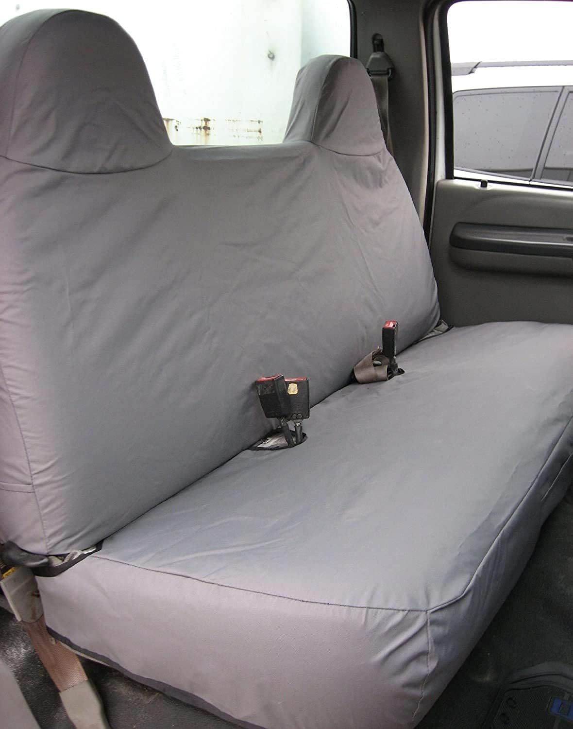 Durafit Seat Covers, F236-C8, 1999-2007 Ford F250-F550 Work Truck, Front Solid Bench Seat, Custom Exact Fit Seat Covers, Gray Charcoal, Endura Fabric