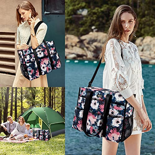 Image of IBFUN Utility Tote Bag with 14 /24 Pockets Zip Top Teacher Tote Bag for Teacher /Work Women