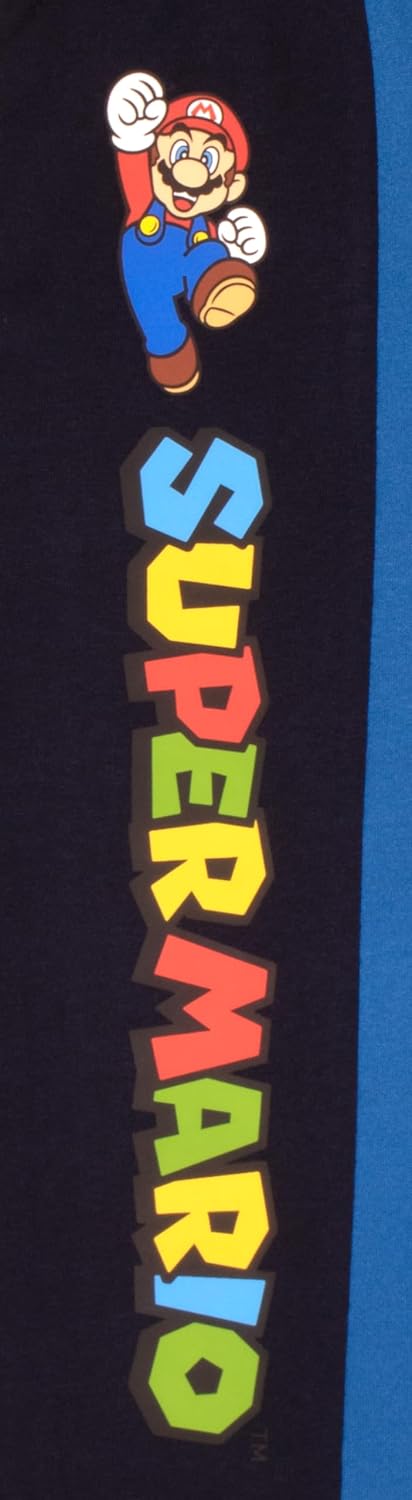 Nintendo Super Mario Video Game 3-Piece Set Boys Short Sleeve T-Shirt, Zip Up Hoodie, Jogger Pants 3-Pack Bundle Set (Size 14/16, Grey)