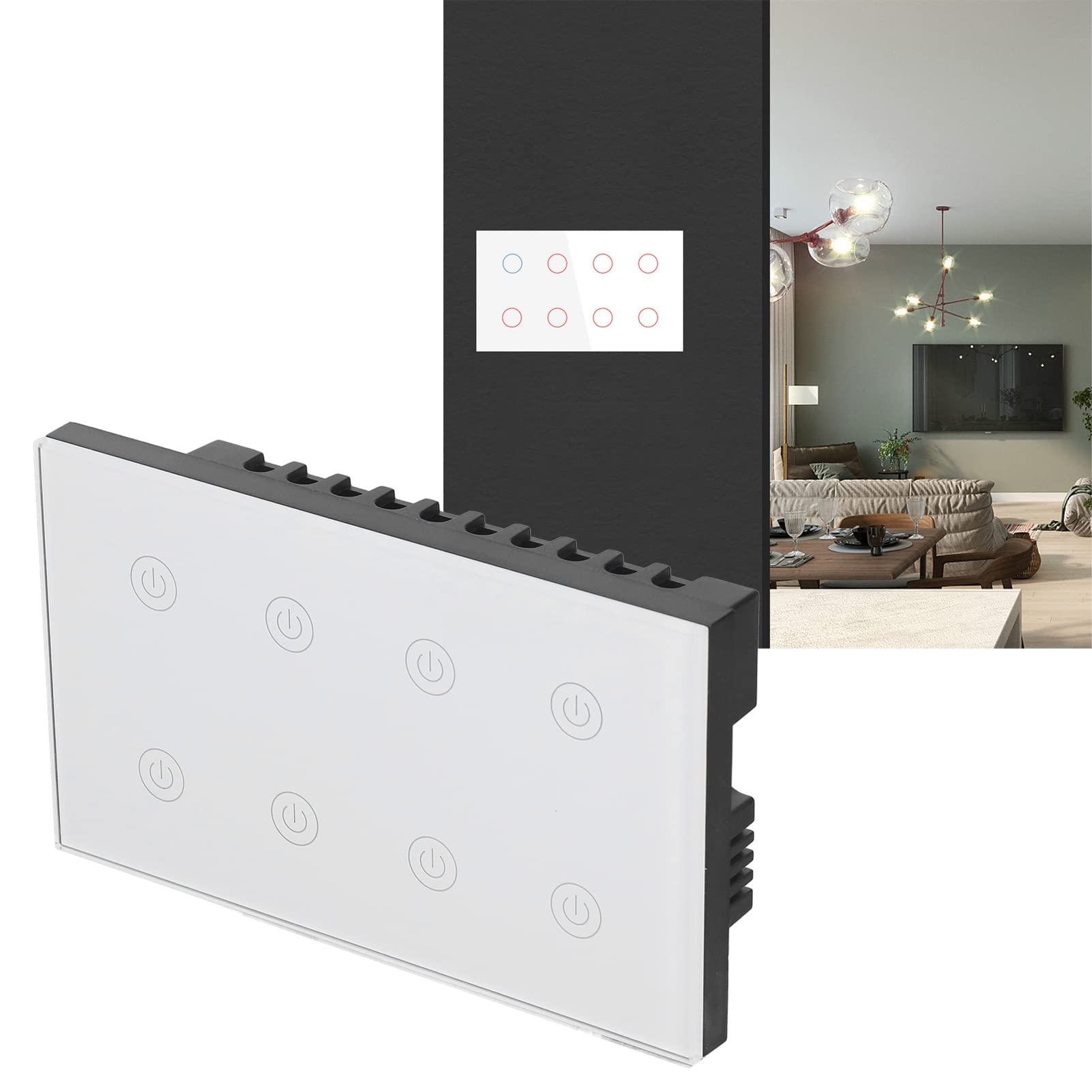 Garosa Interruptor de Luz Táctil Inteligente de 8 Bandas, Panel Inalámbrico con Temporizador y Control de Voz, Ideal para Automatización del Hogar AC100-240V
