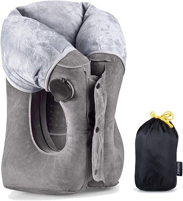 Head Supporting Travel Pillow- Multifunction Inflatable Travel Pillows for Sleeping on Airplane Train Bus Office