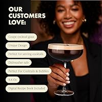 Vista 7 de VEMACITY - Elegante juego de 2 copas de cóctel Coupé sopladas a mano (10 onzas) - Copas de Martini de cristal expreso, platillos de champán