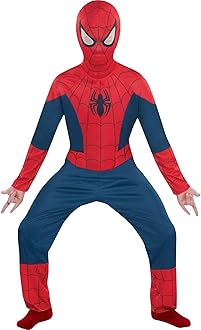 Party City Classic Spider-Man Costume for Boys - Marvel Comics Superhero Costume Includes Jumpsuit & Hooded Mask - Costumes for Halloween, Birthday Parties, & Themed Events