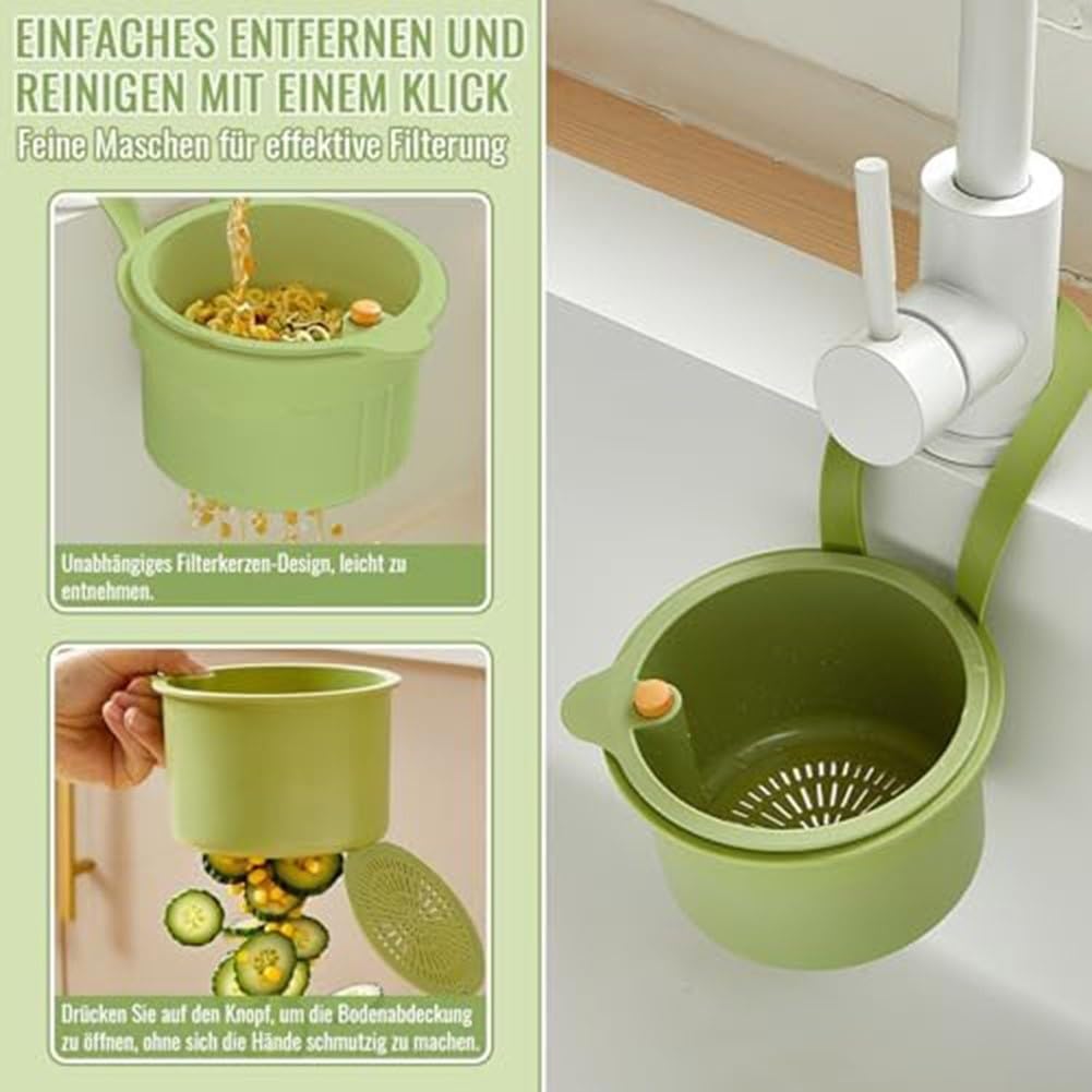 Cestello per lavello da cucina con design sospeso per un efficiente drenaggio dei rifiuti alimentari, pulizia della frutta e gestione igienica dello spazio della cucina (verde)