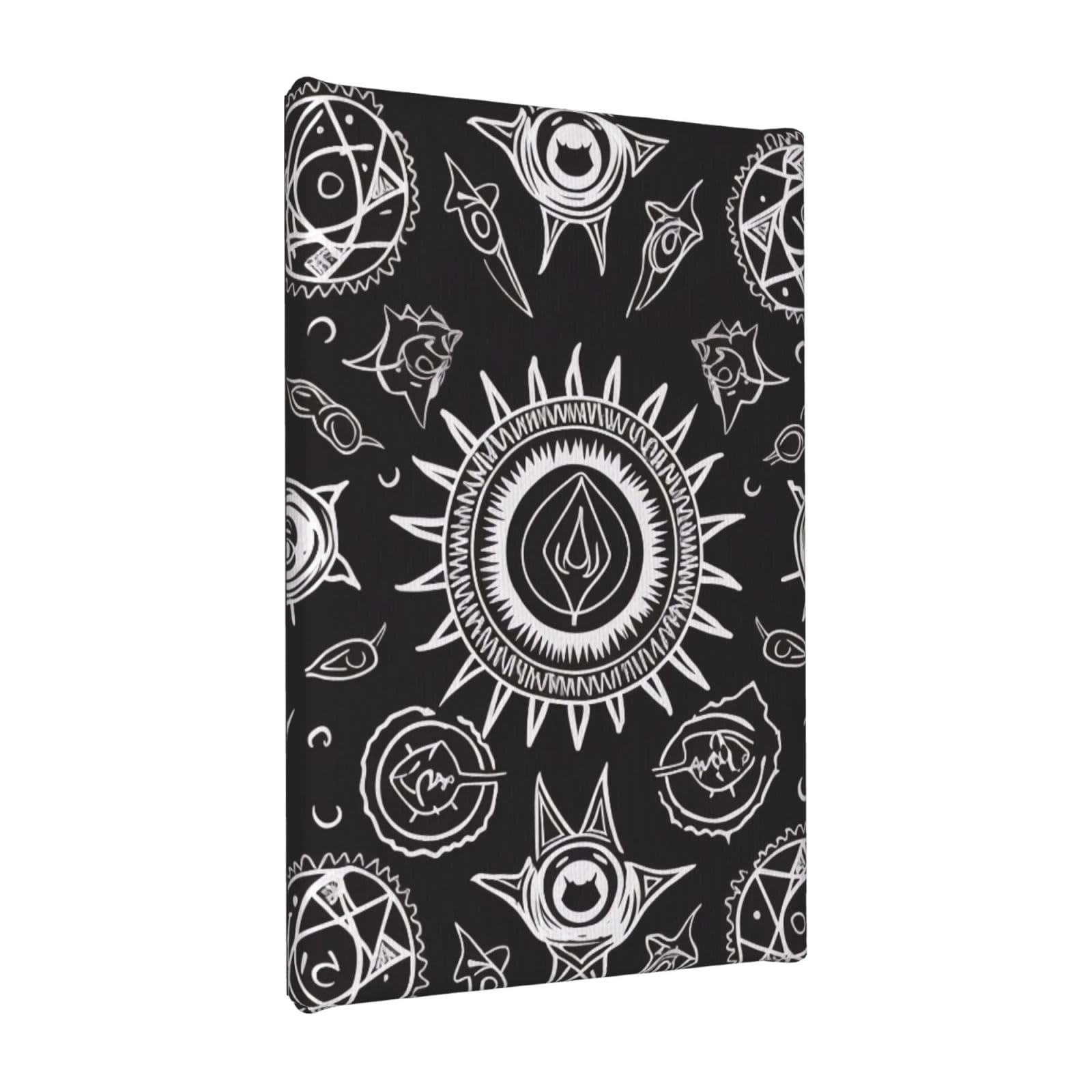 YKLJG Supernatural Symbols Black Printed Wall Art Canvas Painting 20x30 CM Wooden Framed Picture Painting Artwork Prints for Bedroom Kitchen Home Office Decor