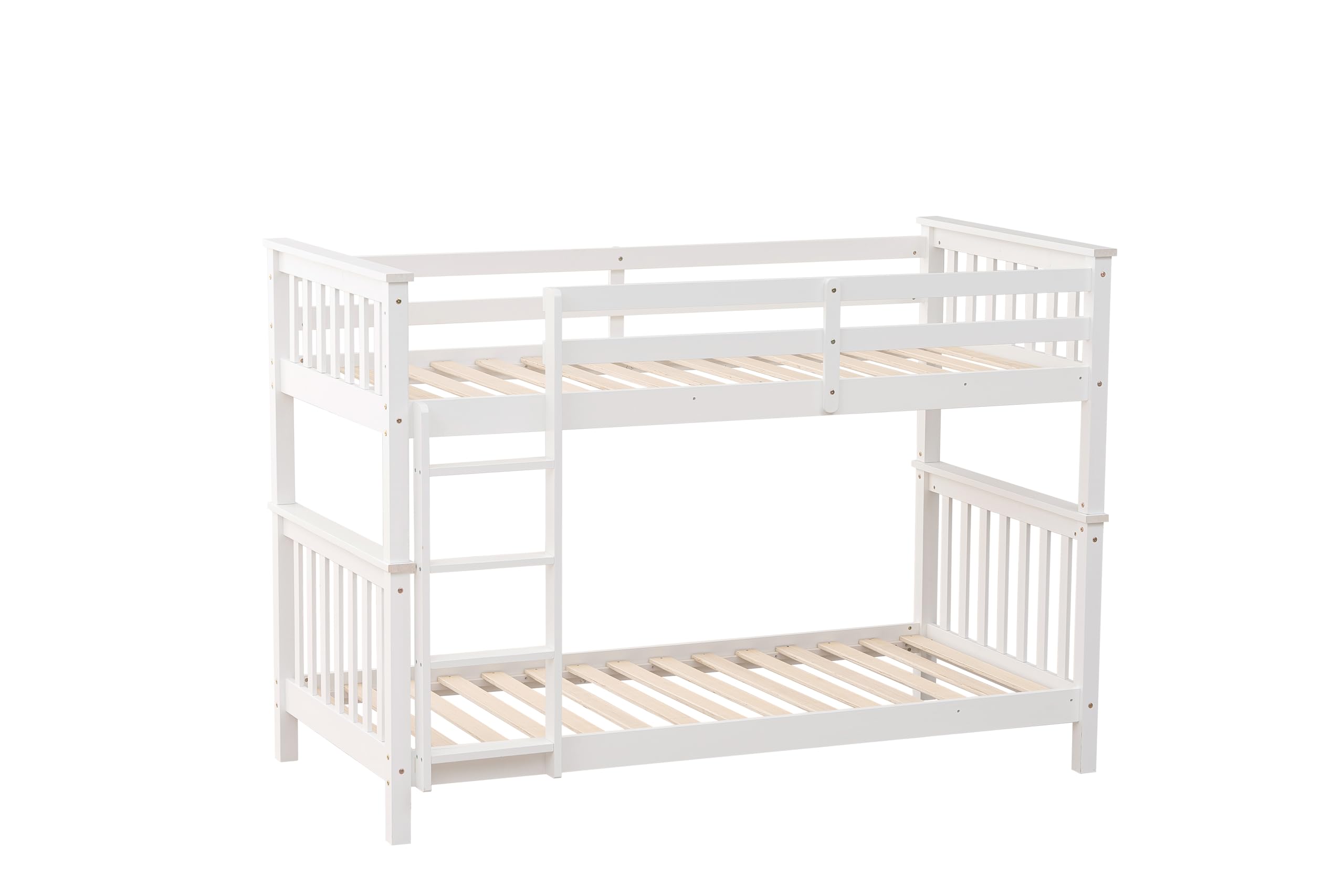 Mobelcenter, Litera Camila de Pino Macizo Reversible, Blanco, 90x190 cm, con Somieres Incluidos, Convertible en 2 Camas Individuales, Medidas: Ancho: 200cm x Fondo: 99cm x Alto: 140cm (1617)