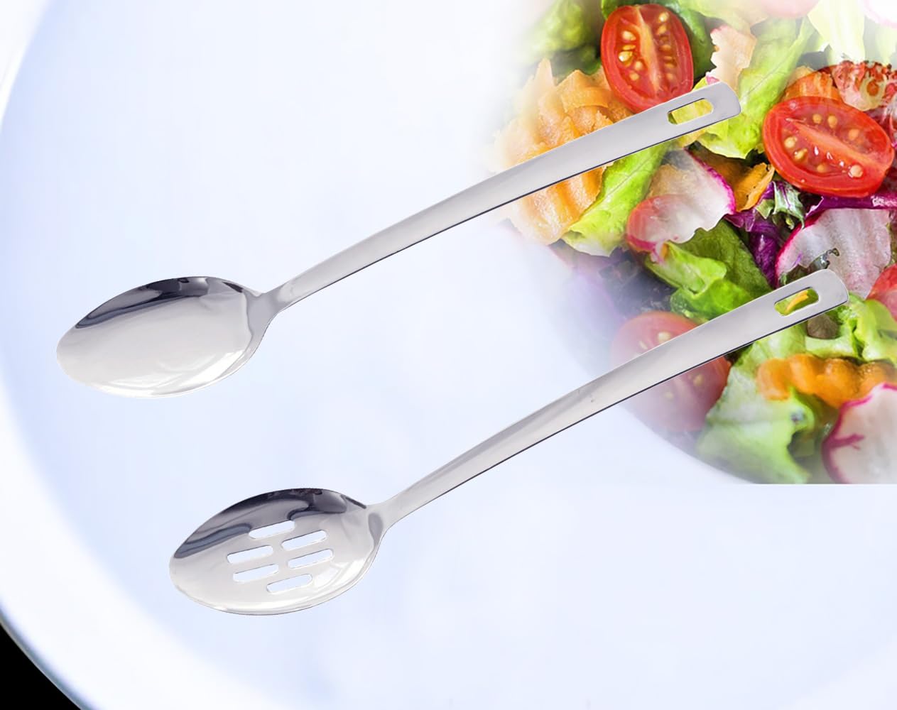 XIAOXGXF 14.5 INCHES Long Handle Stainless Steel Serving Spoon Slotted Spoons Cooking Spoon Kitchen Spoon(Set of 2) - Image 5