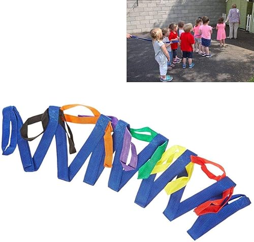 KIKIGOAL Cuerdas de caminar para niños en preescolar guardería escuela niños al aire libre asas coloridas para hasta 12 niños 2 profesores estilo asa