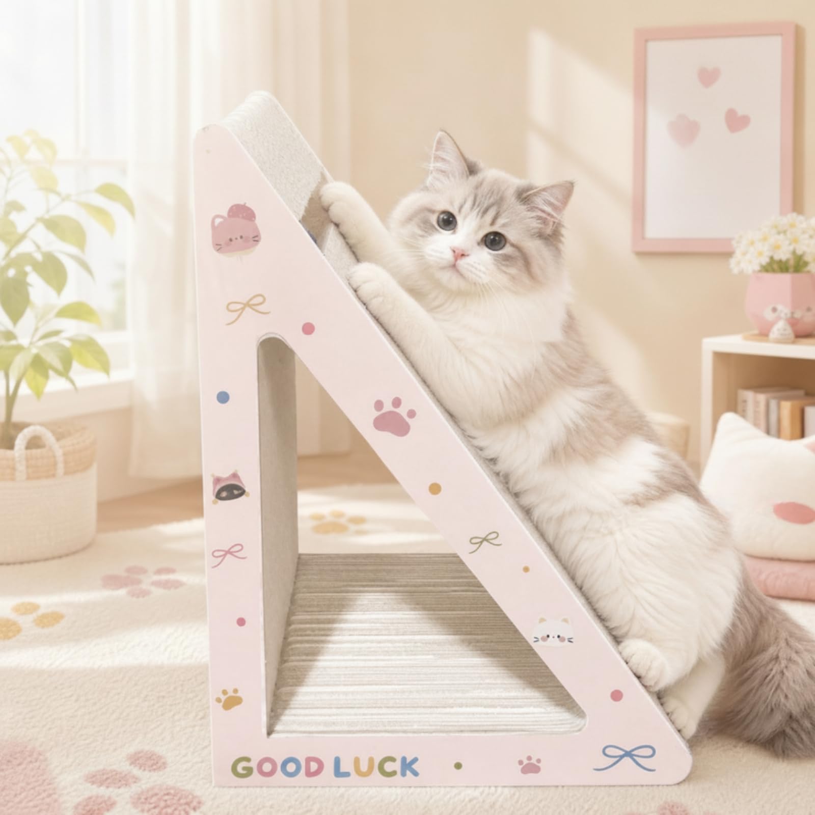Rascador Triangular Estable Tabla Rascadora Reciclable Mascotas para s, Interiores, Esquinas, L