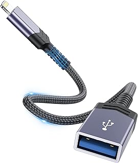 Lightning to USB Camera OTG Adapter for iPhone,[Apple MFi Certified]USB 3.0 otg Cable Adapter Female Converter Supports USB Flash Drive,Gamepad,Hubs,Mouse,Keyboard,U Disk,MIDI Compatible with iPad iOS