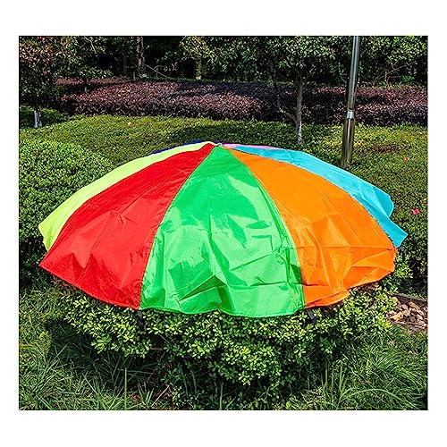 Rainbow Outdoor Parachute,Rainbow Parachute Play Kids Outdoor Game Rainbow Parachute Toy with Handle 2-100 Person Group Collaboration Game Gymnastics Parachute (Size : 11m/36ft) (Size : 10m/32.8ft)
