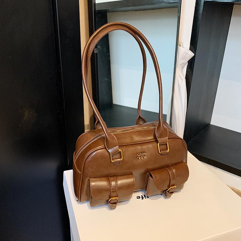 Women Cordury Underarm Bag Vintage Style Retro Top Handle Bag Double Front Pocket Handbag Tote Bag for Shopping Travel3