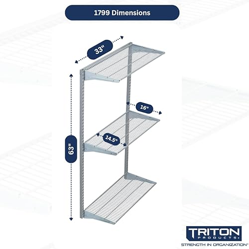 Miniatura 2 de Triton Products Estantería de alambre de 3 niveles para el hogar y el garaje con capacidad de carga de 375 libras, 33 pulgadas de ancho x 63