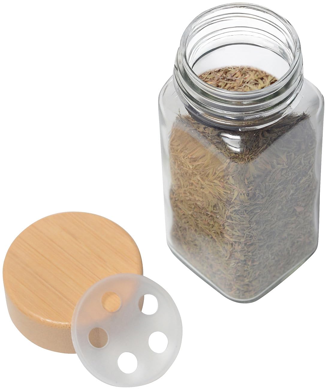 Rosenstein & Söhne Gewürzgläser für Küchen: 48er-Set Gewürzgläser mit Bambusdeckel, je 120 ml, 480 Etiketten (mit Streueinsätzen, mit Streueinsatz Sets)
