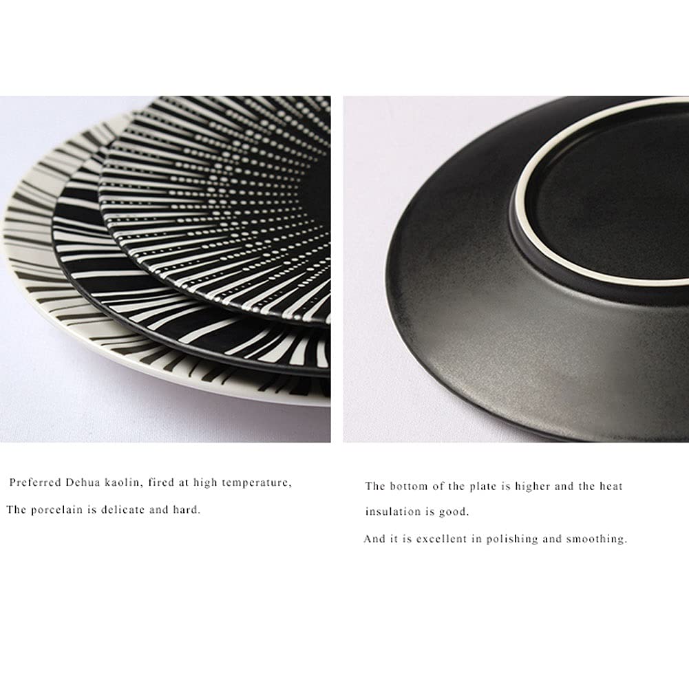 Assiettes Plates Plaques de dîner en porcelaine de 10 pouces de taille de grande taille Plaques de service for salades Steak Pâtes et apéritifie Serving.Microwave Four et Lave-vaisselle Assiette