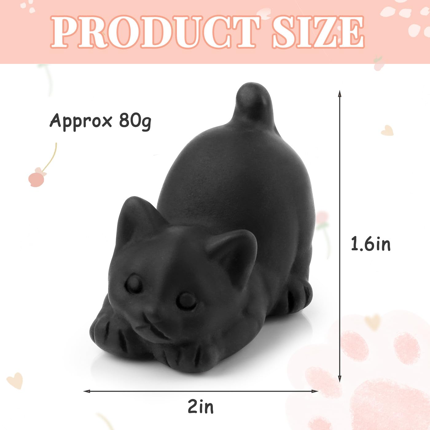 GUJOXILA 2" Matte Black Obsidian Healing Cryatal Black Cat Ornaments Gifts for women Cat Lover Cats Themed Statue Figurine Witchy Lucky Presents Office Desk Home Decor - Image 4