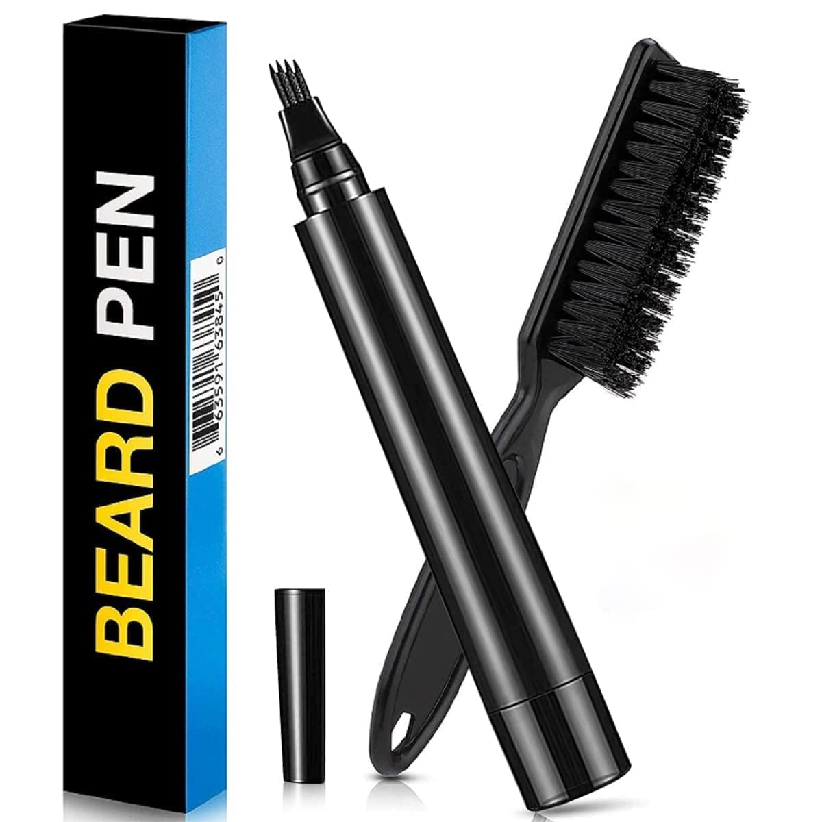 beard pencil for filling patches and shaping, waterproof beard pencil for men with brush, long-lasting & smudge resistant beard filler(1 pcs)(14.4 x 2.5 cm)(Black Color)-image-23