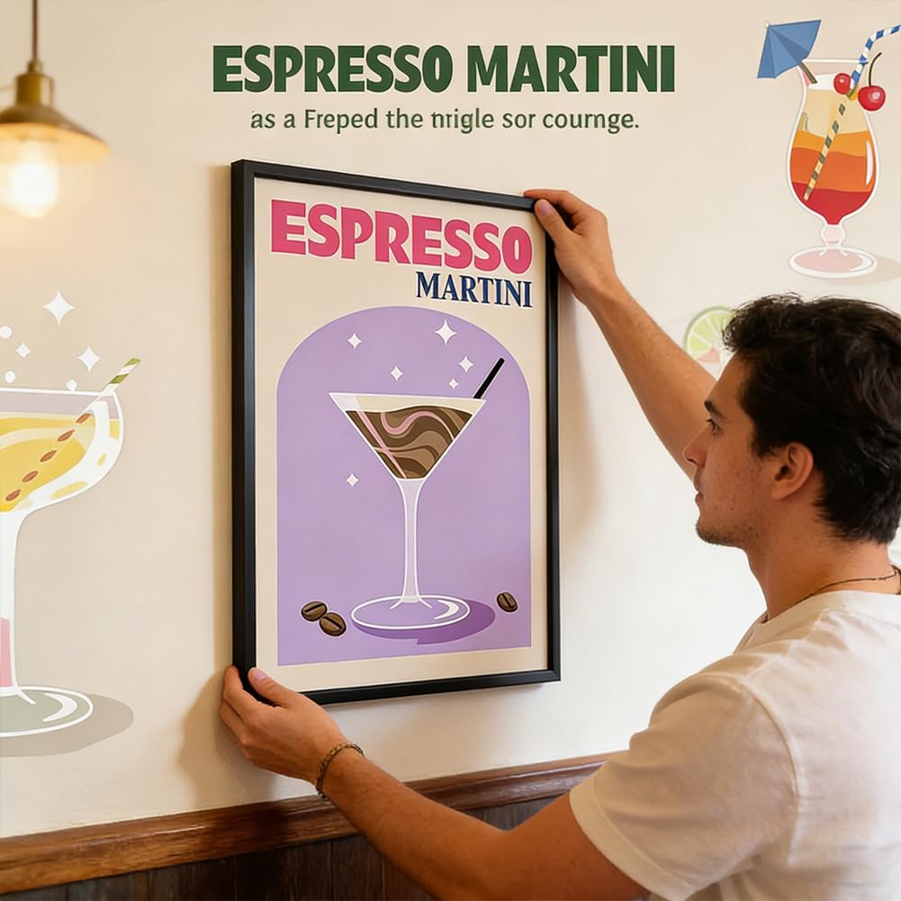 SYTTNUM 6 Pezzi Dipingere Con I Numeri Cocktail Retrò,Kit Pittura con i Numeri per Adulti 20 x 30 cm con Pennelli e Vernici Acriliche - Tela da Dipingere Senza Cornice per Principianti (Cocktail-2)